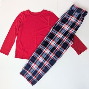 Cuddl Duds Red Top and Blue Plaid Pajama Set